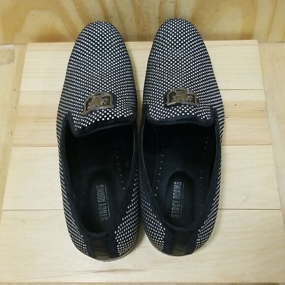 Men\'s Stacy Adams Swagger Studded Black/Silver Slip On Dress Shoes size 14 main image 4